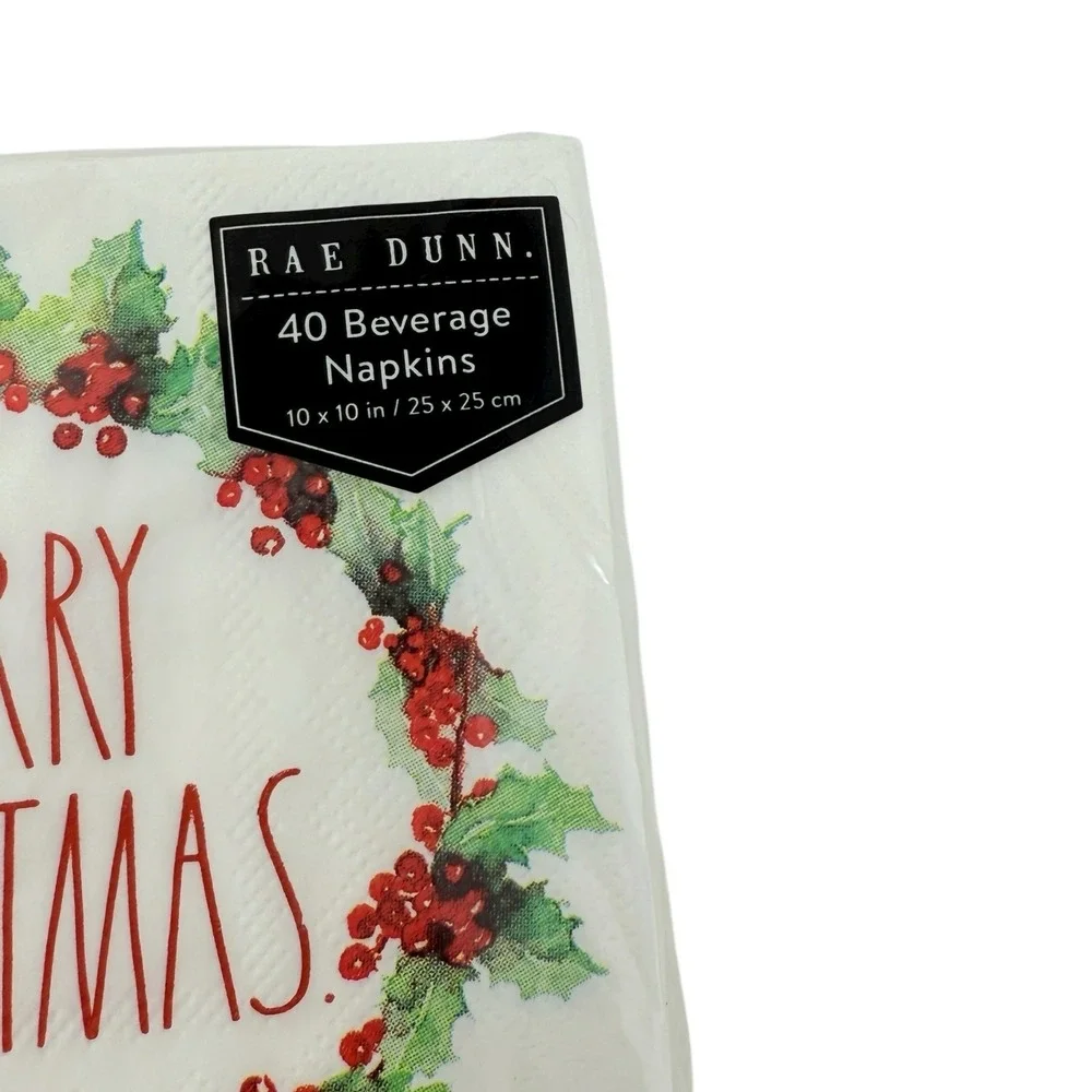 Rae Dunn Merry Christmas Wreath Design Party Ware Paper‎ Plates And Napkins New